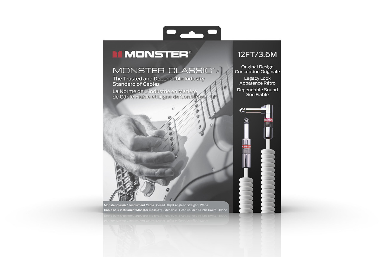 Mnstr Classic 12' Coiled White1/4" Straight to Straight Buy the Monster Cable Mnstr Classic 12' Coiled White1/4" Straight To Straight (CLAS-I-21ACWHWW-U) atÂ…