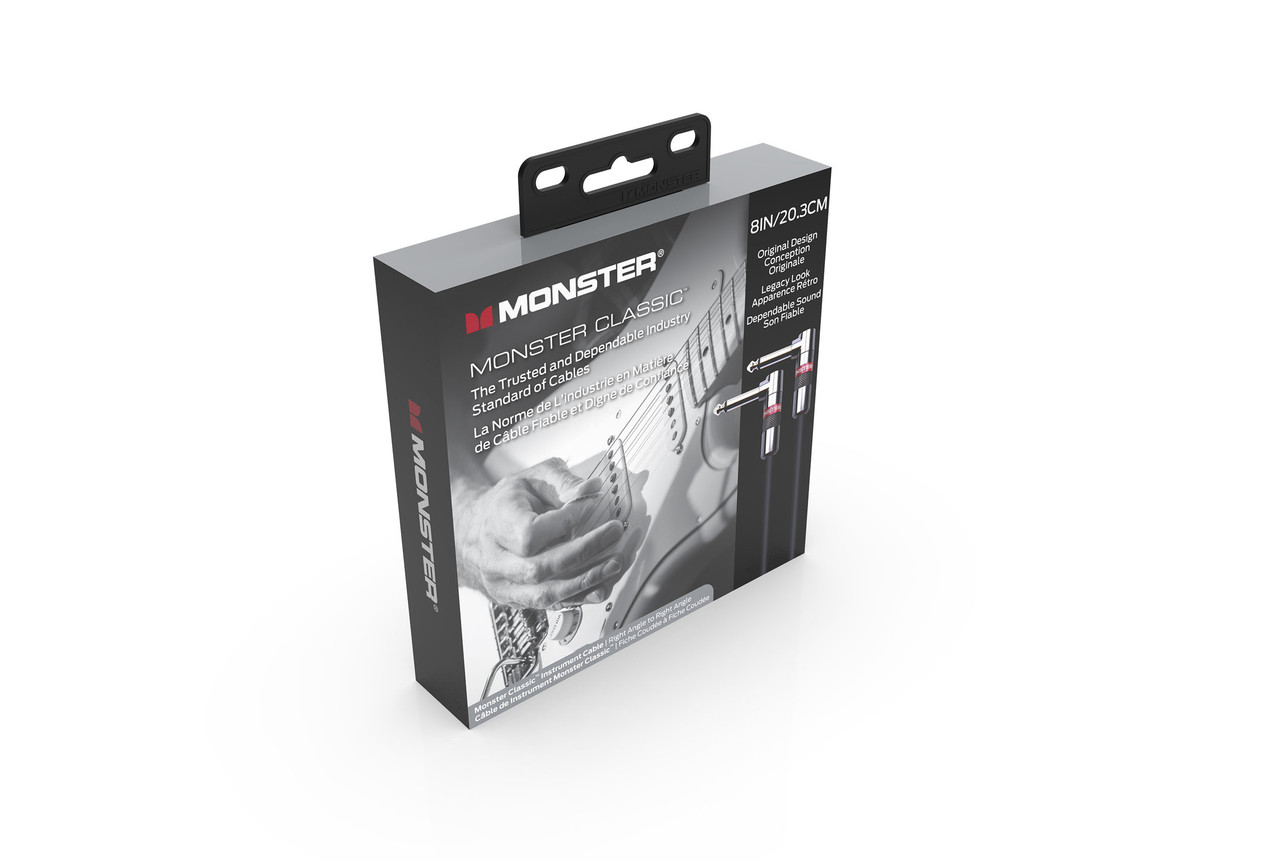 Monster CLAS-I-0.75DAWW Prolink Monster Classic 1/4" Instrument Cable 8 in - Right Angle to Same (CLAS-I-0.75DAWW-U) | Musician Madness
