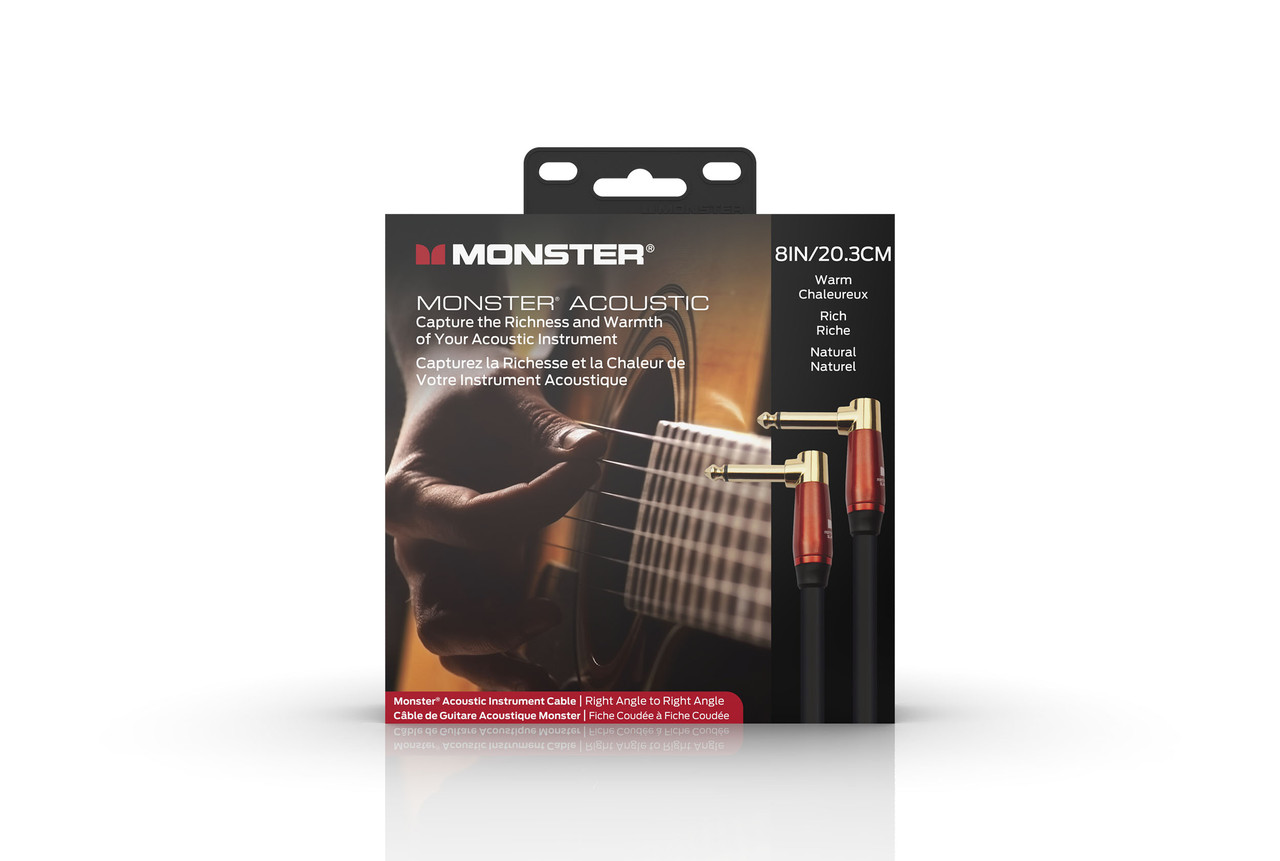 Monster MACST2-0.75DAWW Prolink Acoustic 1/4" Instrument Cable 8 in - Right Angle to Right Angle (MACST2-0.75DAWW-U) | Musician Madness