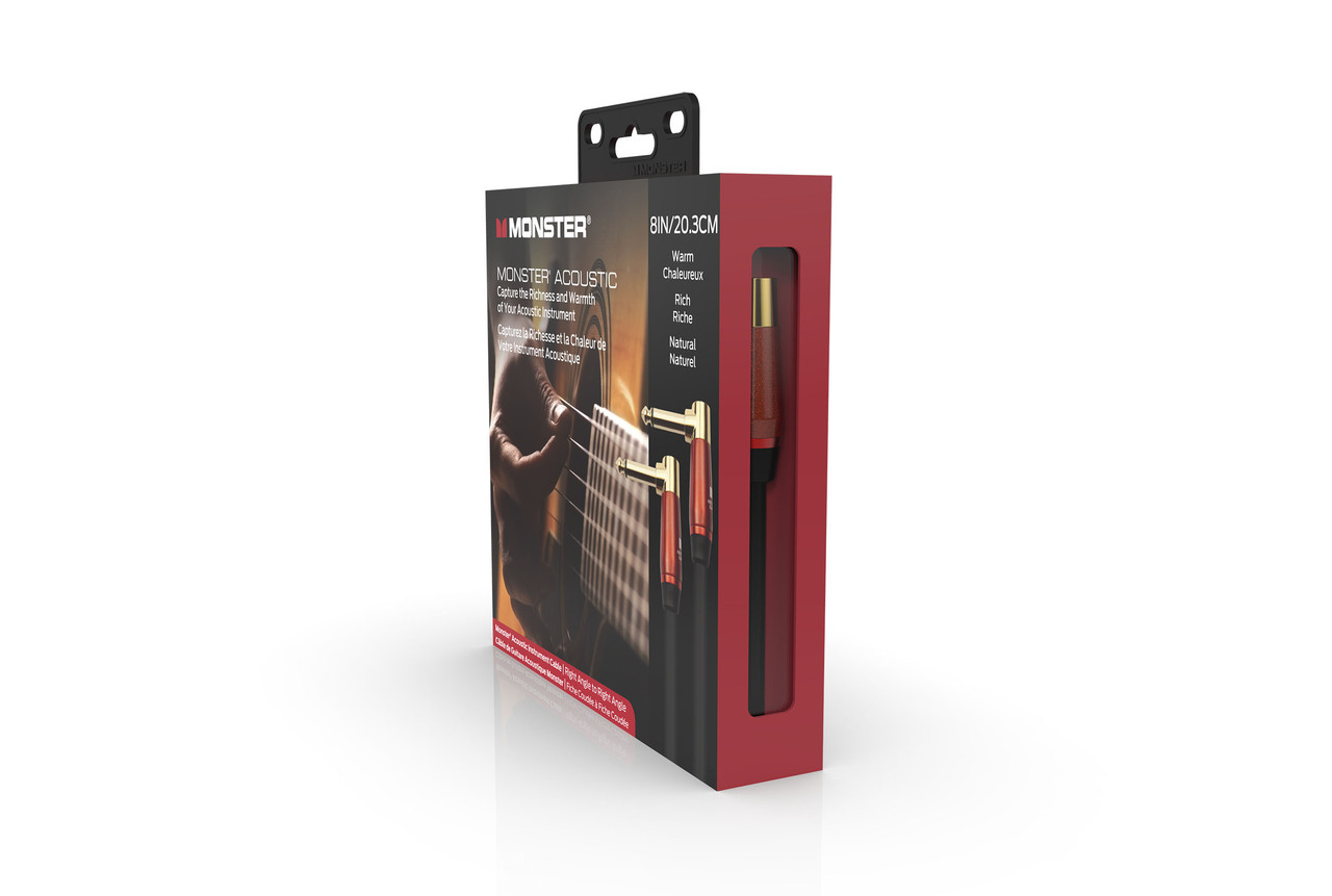 Monster MACST2-0.75DAWW Prolink Acoustic 1/4" Instrument Cable 8 in - Right Angle to Right Angle (MACST2-0.75DAWW-U) | Musician Madness