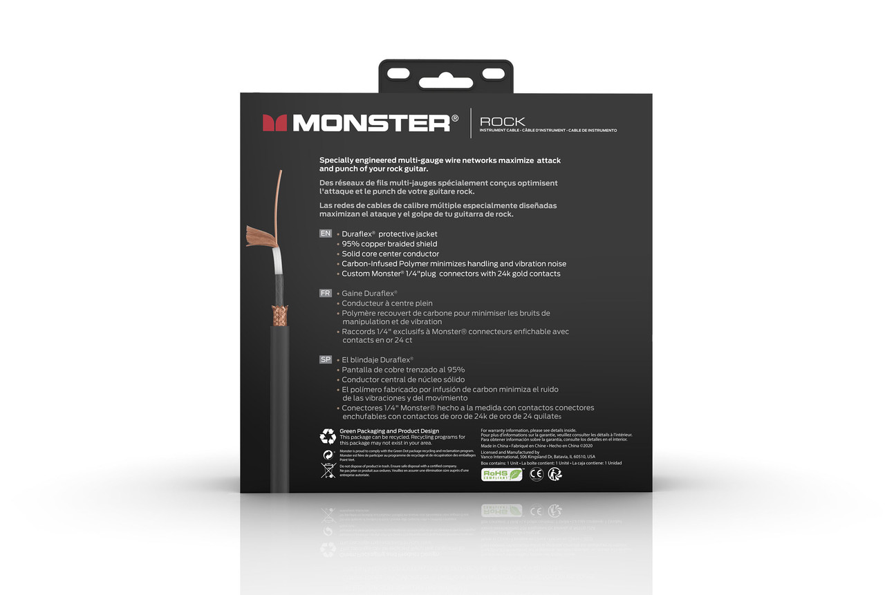 Monster Rock 21' R/A Cable Straight to Right Angle Buy the Monster Cable Rock 21' R/A Cable Straight To Right Angle (MROCK2-21AWW-U) at Musician Madness with fast