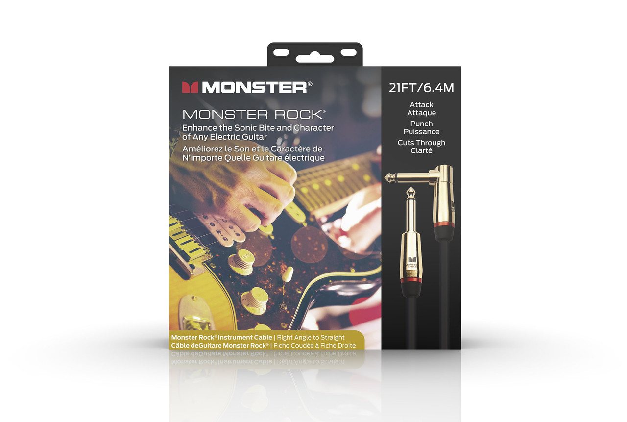 Monster Rock 21' R/A Cable Straight to Right Angle Buy the Monster Cable Rock 21' R/A Cable Straight To Right Angle (MROCK2-21AWW-U) at Musician Madness with fastÂ…