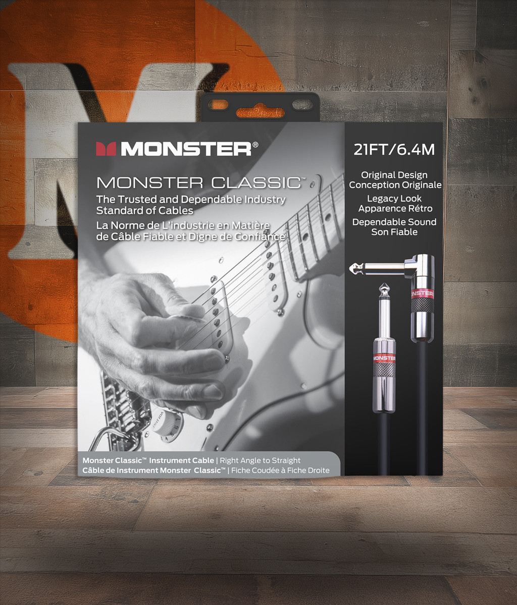 Monster CLAS-I-21AWW Prolink Monster Classic 1/4" Instrument Cable 21 ft - Right Angle to Straight (CLAS-I-21AWW-U) | Musician Madness