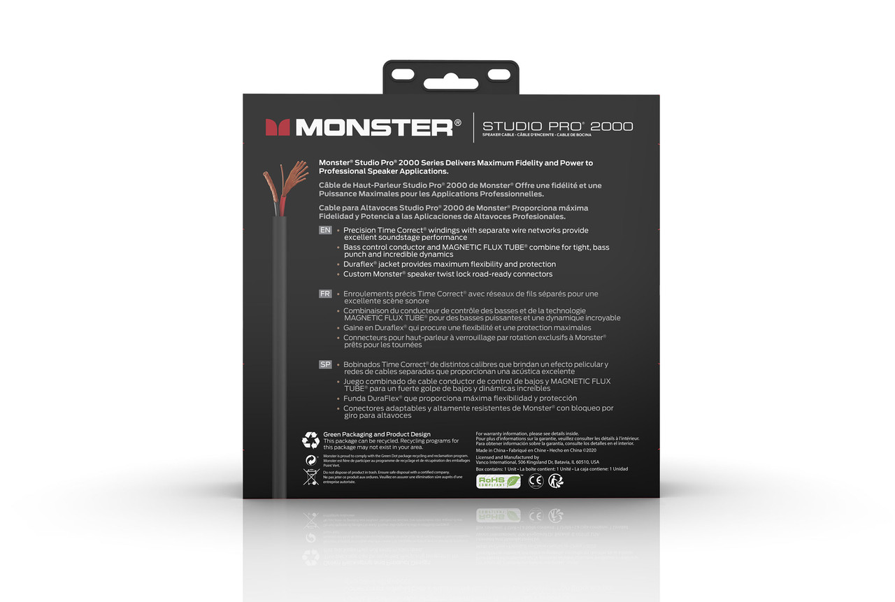 Monster SP2000-S-10SPWW Studio Pro 2000 Speak On Cable 10' (SP2000-S-10SPWW-U) | Musician Madness