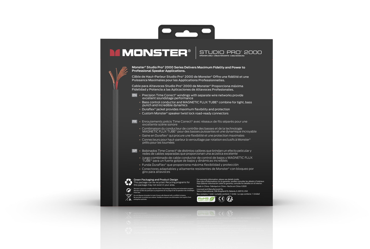 Studio Pro 2000 20' Speak On Buy the Monster Cable Studio Pro 2000 20' Speak On (SP2000-S-20SPWW-U) at Musician Madness with fast shipping.