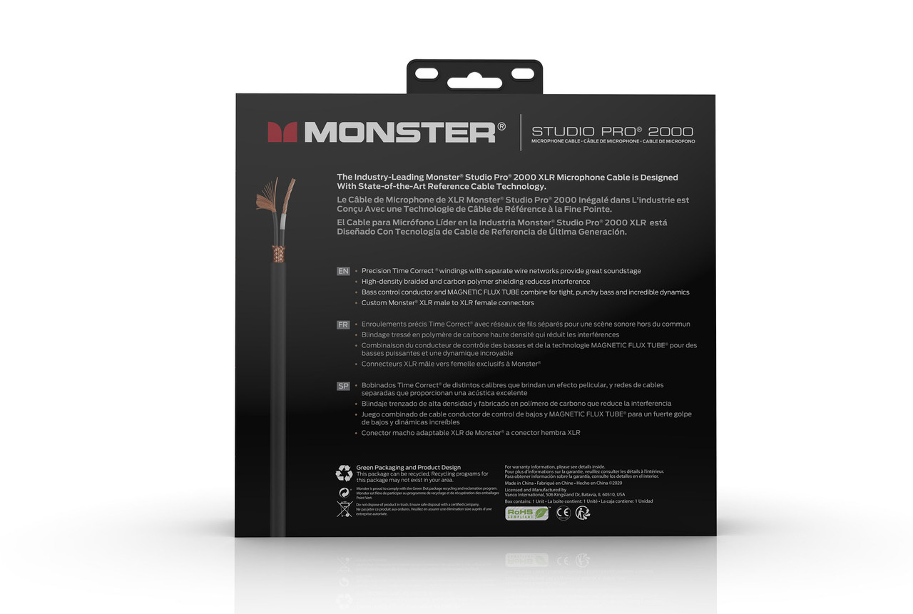 Monster SP2000-M-30WW Studio Pro 2000 Microphone Cable 30' (SP2000-M-30WW-U) | Musician Madness