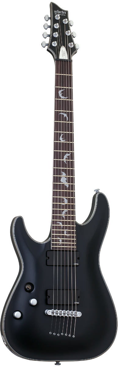Schecter Damien Platinum-7 LH - Satin Black (1186) | Musician Madness