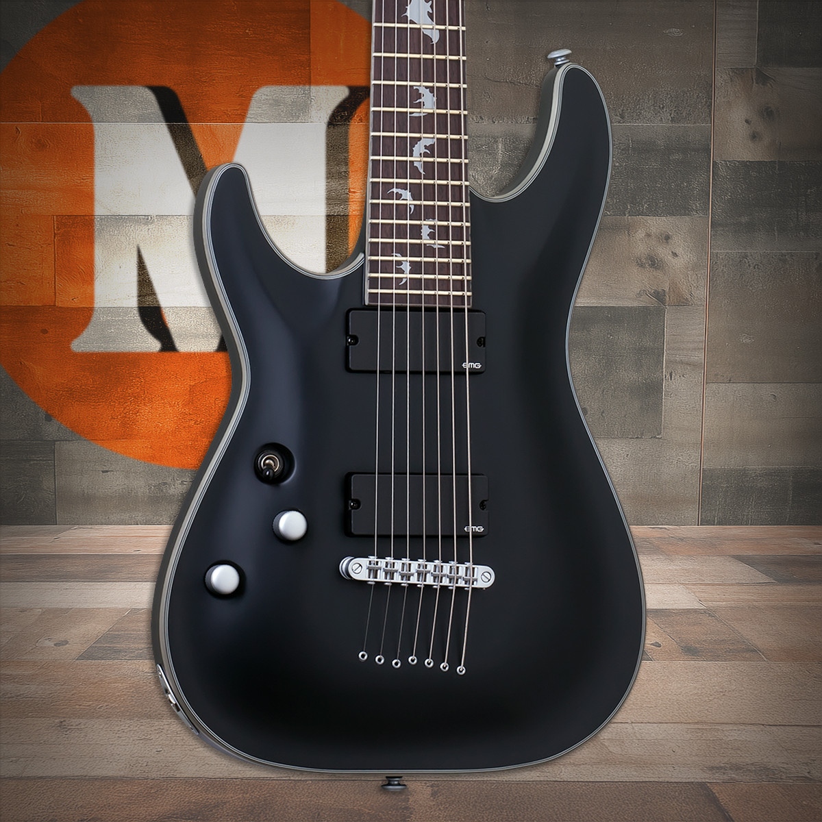 Schecter Damien Platinum-7 LH - Satin Black (1186) | Musician Madness