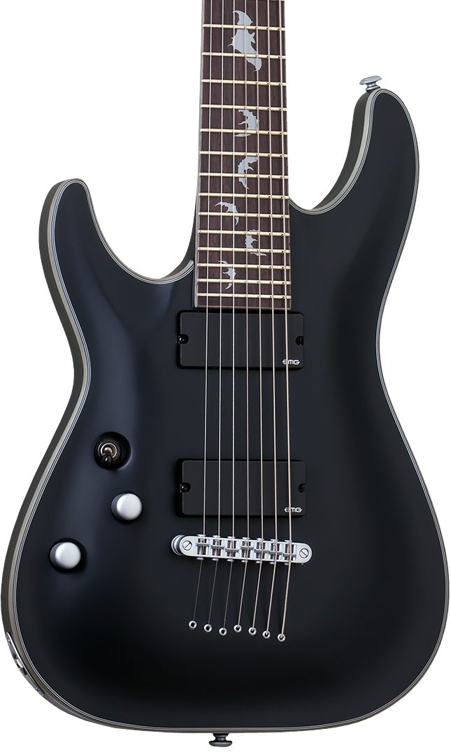 Schecter Damien Platinum-7 LH - Satin Black (1186) | Musician Madness