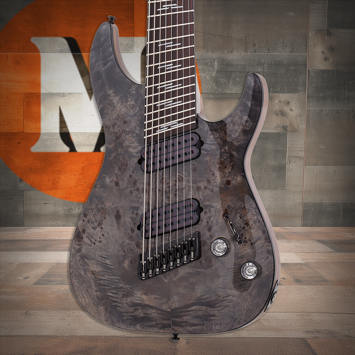 Schecter Omen Elite-8 Multiscale - Charcoal (2466) | Musician Madness