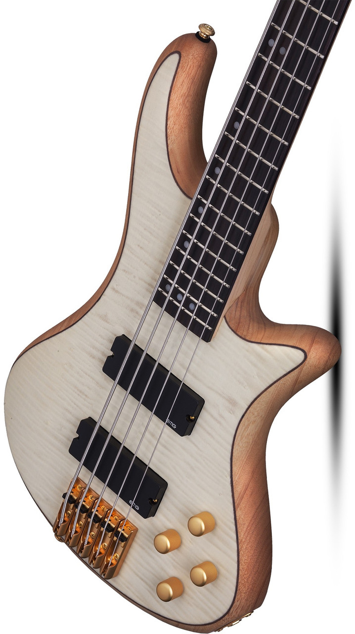 Schecter Stiletto Custom-5 Left Hand Bass Guitar - Natural Satin (2542) | Musician Madness