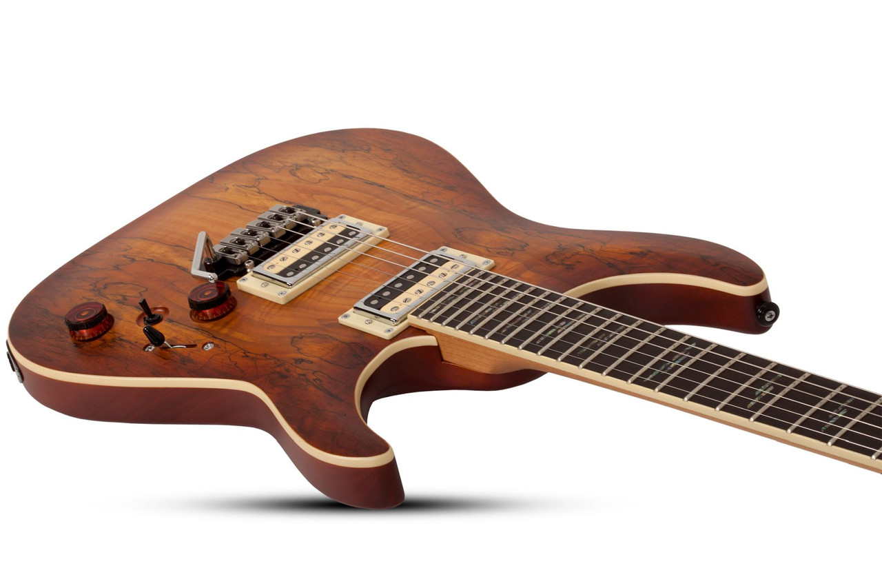Schecter C-1 Exotic Spalted Maple Electric Guitar - Satin Natural Vintage Burst (3338) | Musician Madness