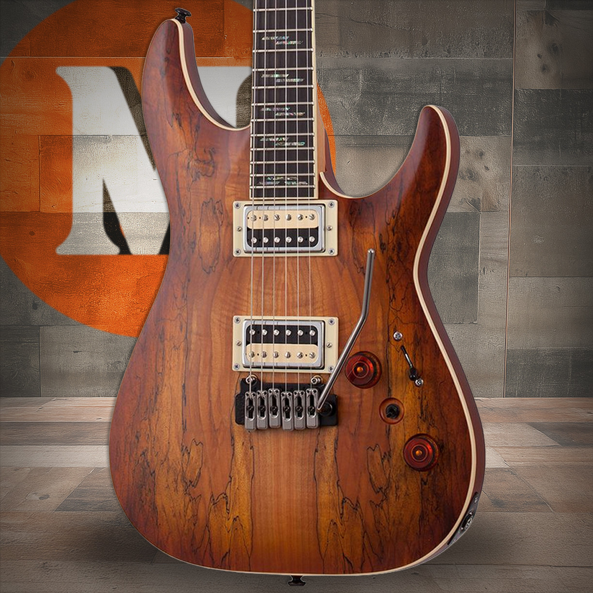 Schecter C-1 Exotic Spalted Maple Electric Guitar - Satin Natural Vintage Burst (3338) | Musician Madness
