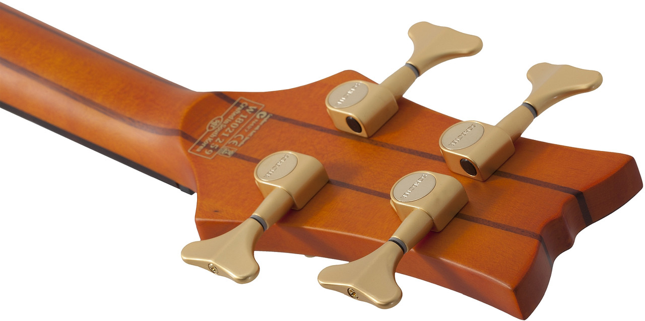 Schecter Stiletto Studio-4 Left Hand Bass Guitar - Honey Satin (2760) | Musician Madness