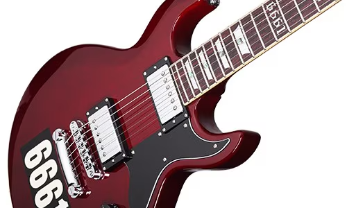 Schecter Zacky Vengeance Custom Reissue - See Thru Cherry with 6661 Graphic (26) | Musician Madness