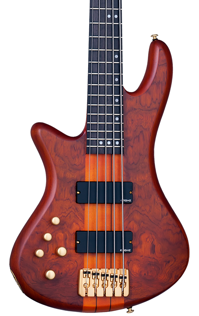 Schecter Stiletto Studio-5 Left Hand Bass Guitar - Honey Satin (2780) | Musician Madness