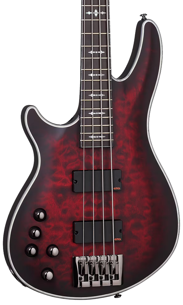 Schecter Hellraiser Extreme-4 LH - Crimson Red Burst Satin (1912)
