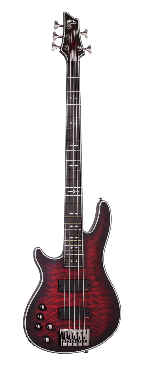 Schecter Hellraiser Extreme-5 LH - Crimson Red Burst Satin (1921) | Musician Madness