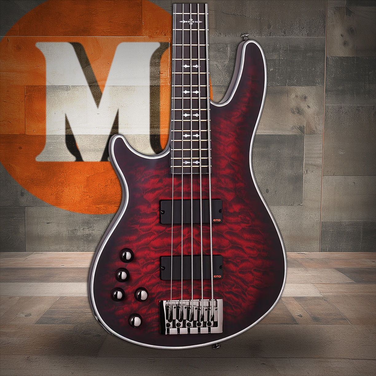 Schecter Hellraiser Extreme-5 LH - Crimson Red Burst Satin (1921) | Musician Madness