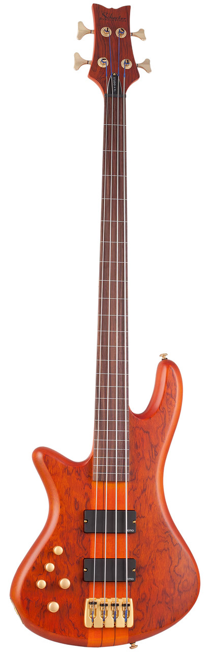 Schecter Stiletto Studio-4 FL Left hand Bass Guitar - Honey Satin (2765) | Musician Madness