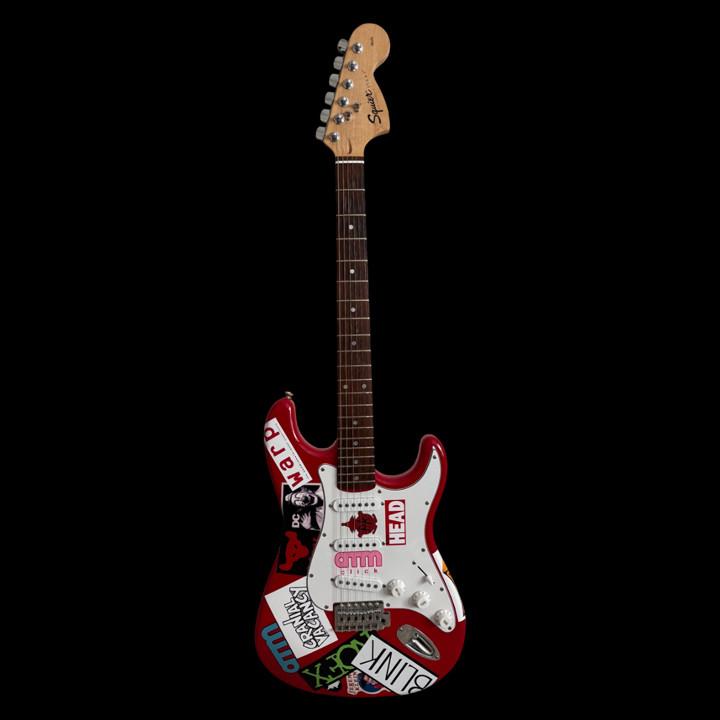Fender Squier Stratocaster Tom DeLonge Sticker Strat Electric Guitar – Torino Red
