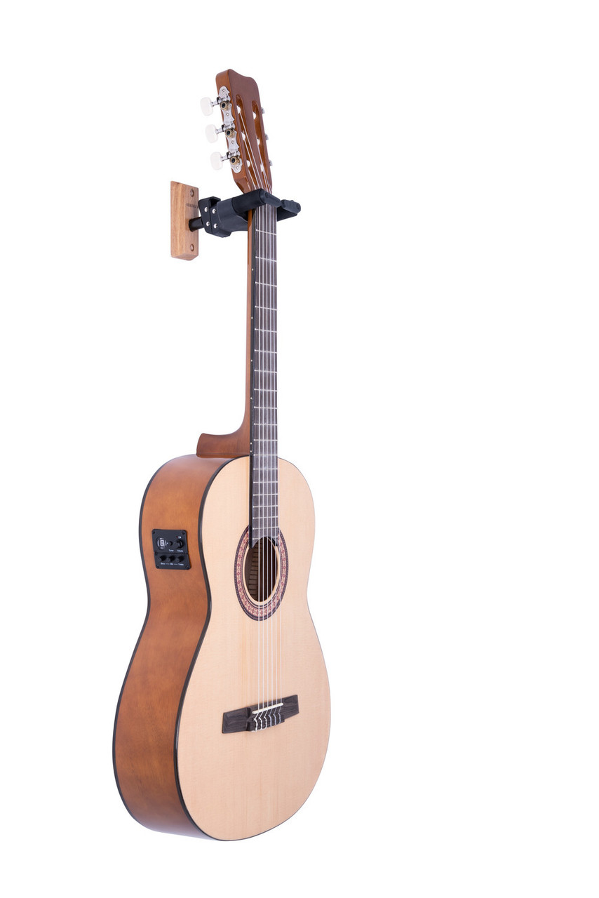 Hercules Plus Series Universal AutoGrip Wood Base, Short Arm Wall Mount Guitar Hanger (GSP38WBPLUS)