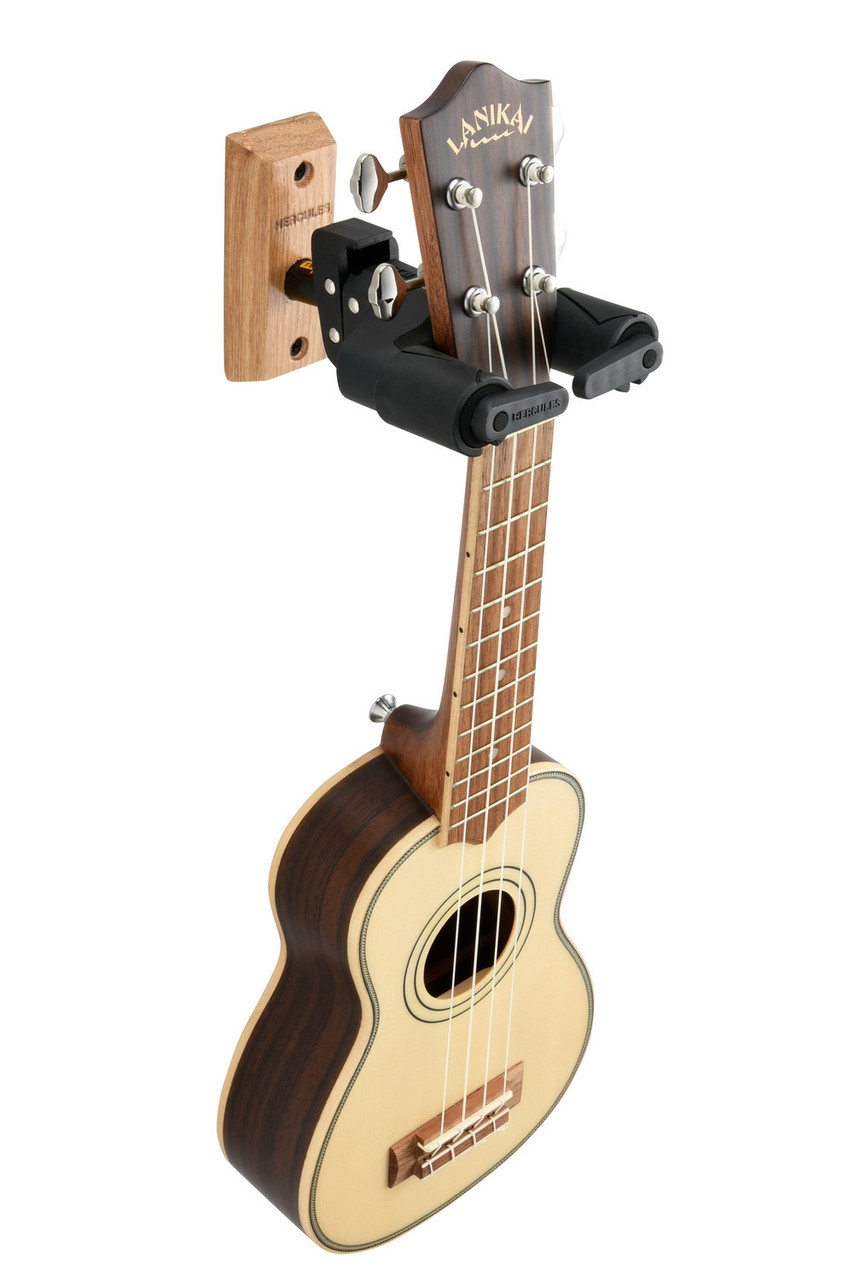 Hercules Plus Series Universal AutoGrip Wood Base Short Arm Wall Mount Guitar Hanger (GSP38WBPLUS) | Musician Madness