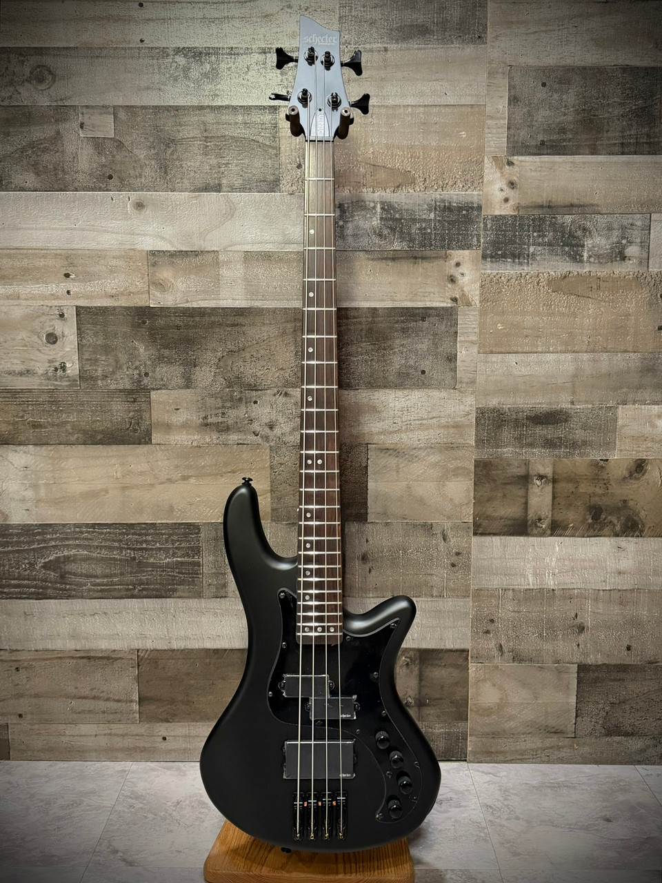 Schecter Stiletto Stealth-4 Bass Guitar B-Stock - Satin Black (2522) | Musician Madness