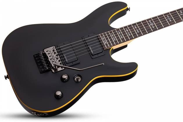 Shop the Schecter Demon-6 FR Electric Guitar in Aged Black Satin (3661) at Musician Madness. Floyd Rose performance, aggressive tone, and fast shipping.