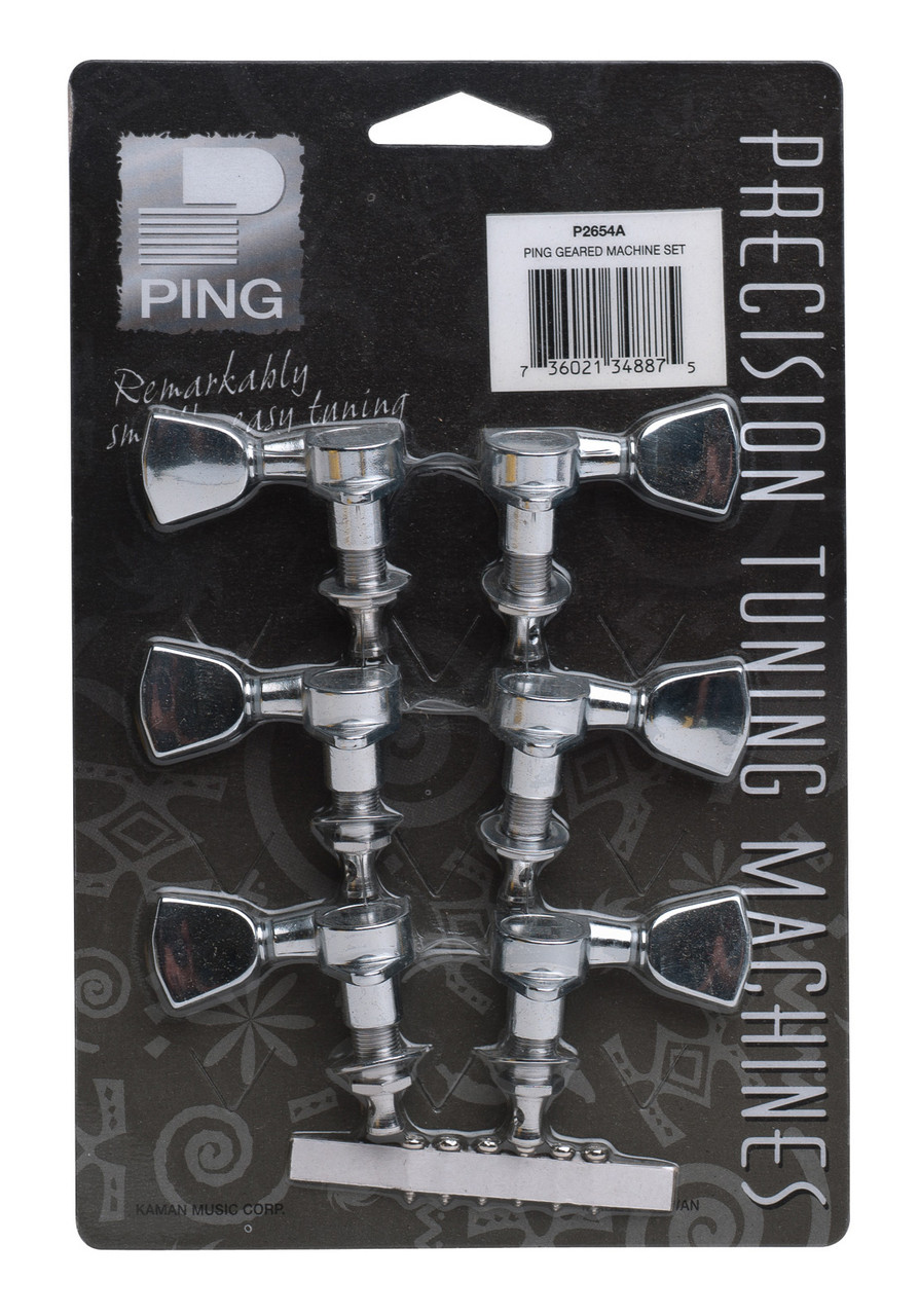 Ping P2654A Venitian Button Machine Heads. 3 Bass 3 Treble Gold (P2654A-U)