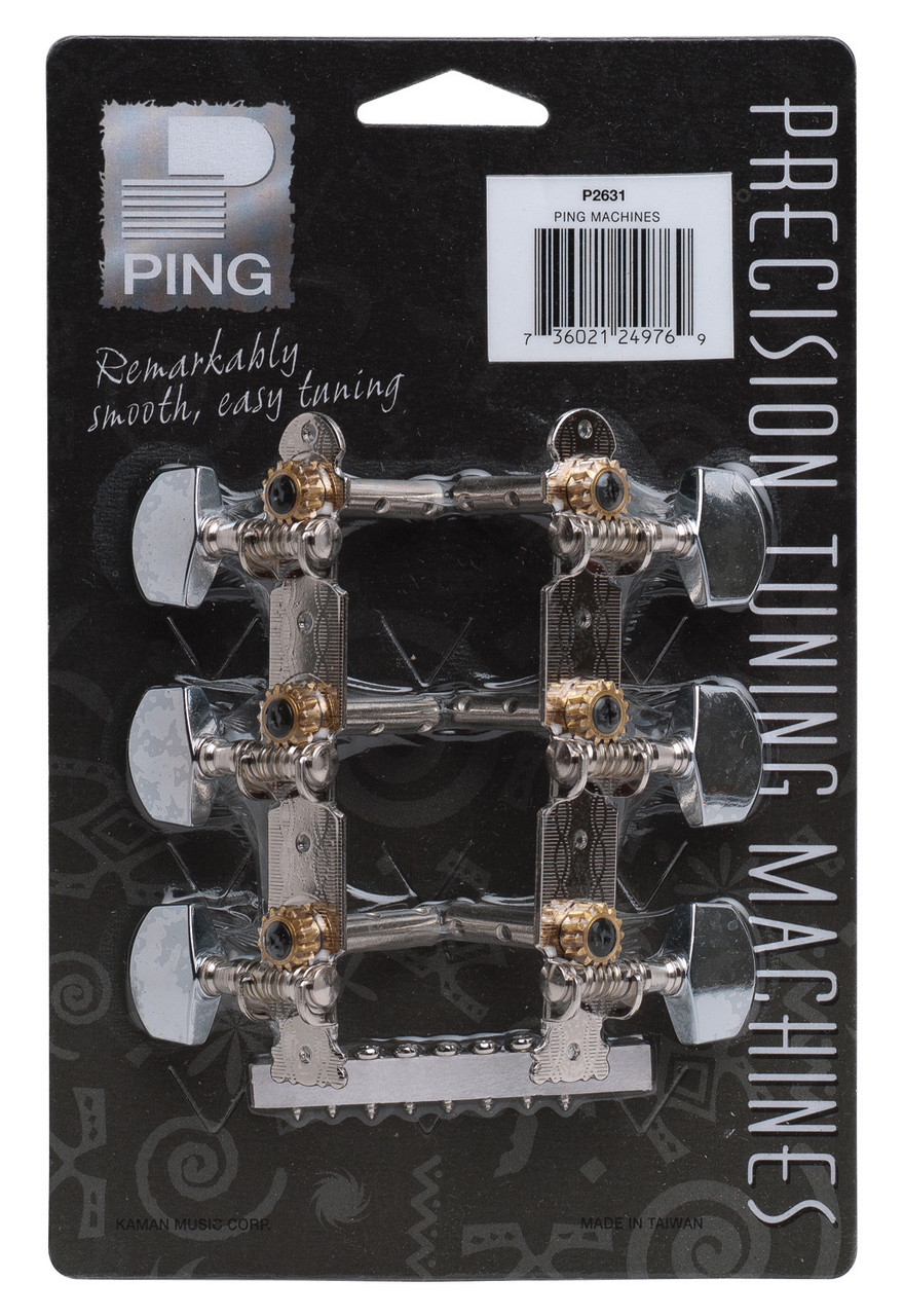 Ping P2631 Chrome Button Plate Machine Heads. 3-In-Line (2 Set) (P2631-U) | Musician Madness