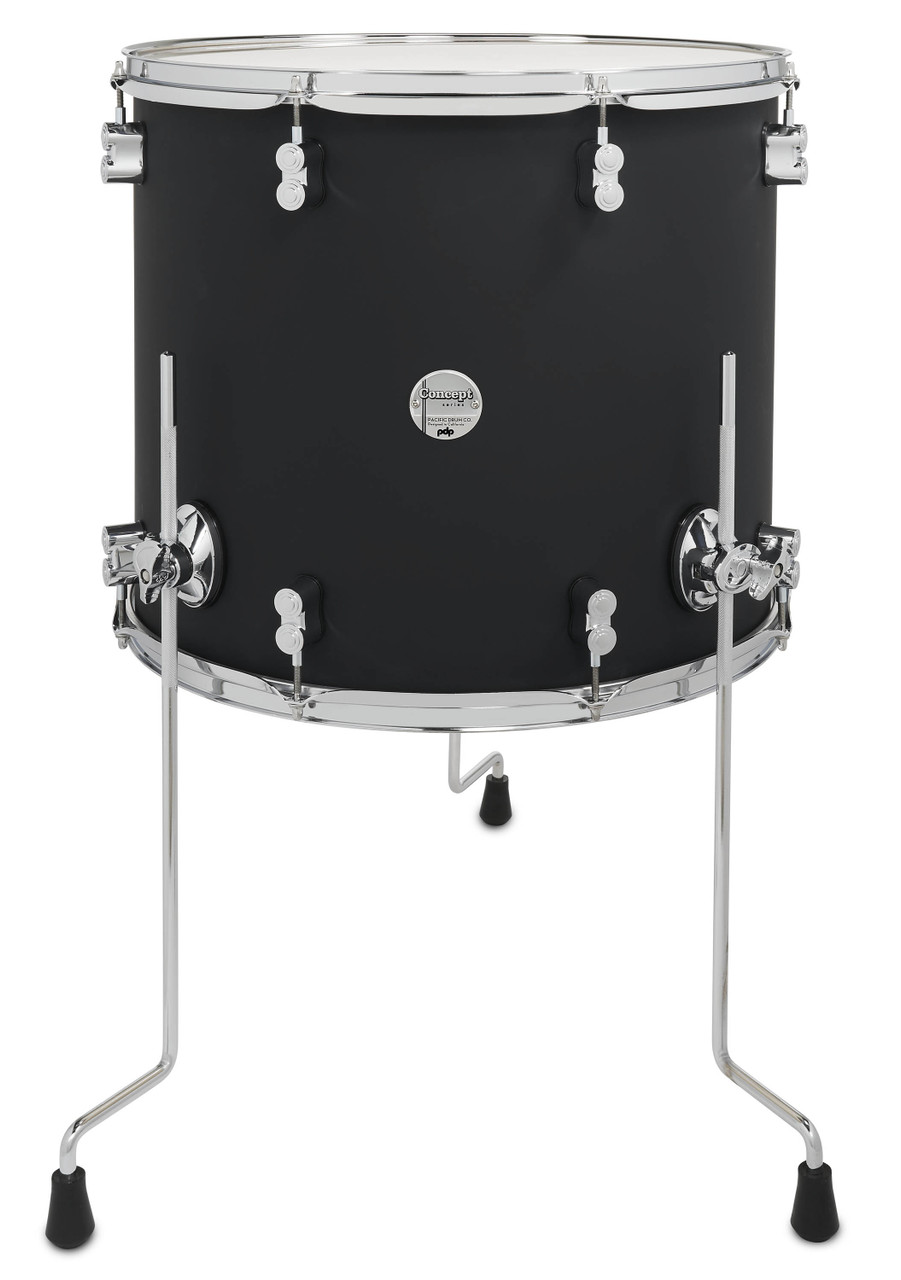PDP Concept Maple 16x18 Floor Tom - Satin Black Finish Ply w/ Chrome Hardware(PDCM1618TTBK) | Musician Madness