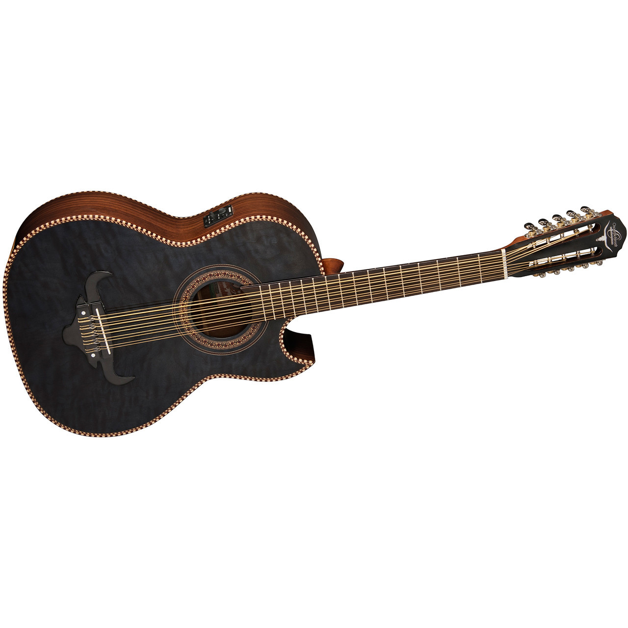 Oscar Schmidt 10 String OH32SE Acoustic-Electric Bajo Quinto w/ Deluxe Gig Bag Trans - Quilt Black (OH32SEQTB-O)