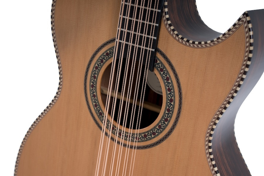 Oscar Schmidt OH52SE Solid Cedar Top Bajo Sexto Acoustic-Electric Guitar w/ Deluxe Padded Gig Bag (OH52SE-O-U)