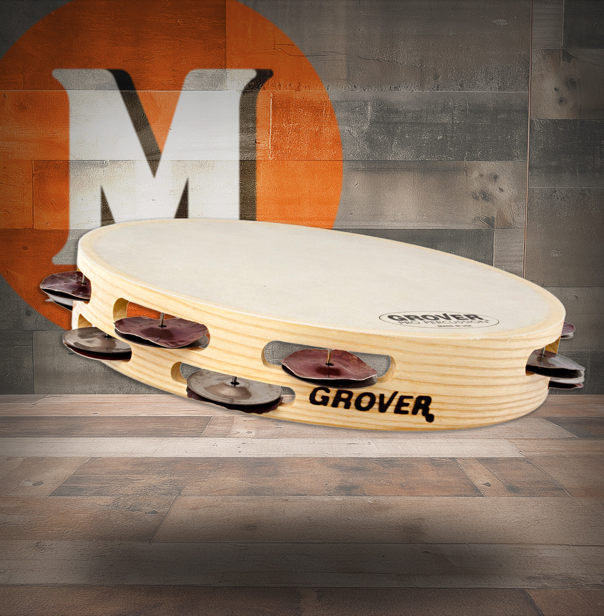 Grover Pro T2/HS-B 10" Double-Row Bantamweight Tambourine (w/ HybridÂ™ Silver Jingles) (T2/HS-B) | Musician Madness