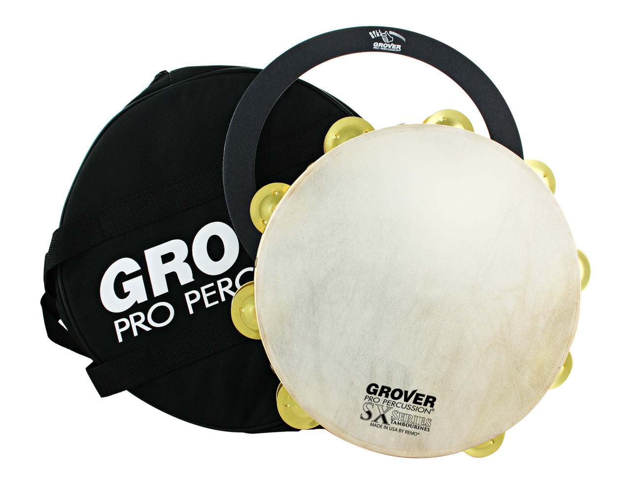 Grover Pro SX-BR SX Series 10" Double-Row Tambourine (w/ Dimpled Brass Jingles) (SX-BR) | Musician Madness