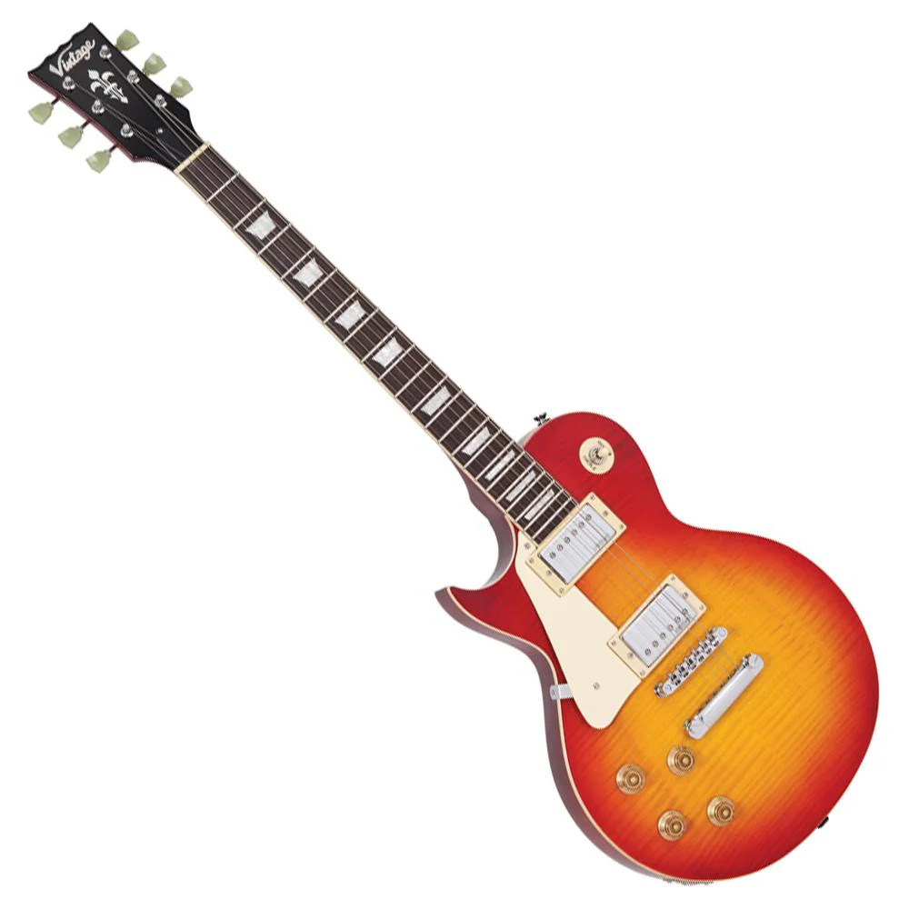Vintage V100 Reissued Electric Guitar Left Hand - Cherry Sunburst (LV100CS) | Musician Madness