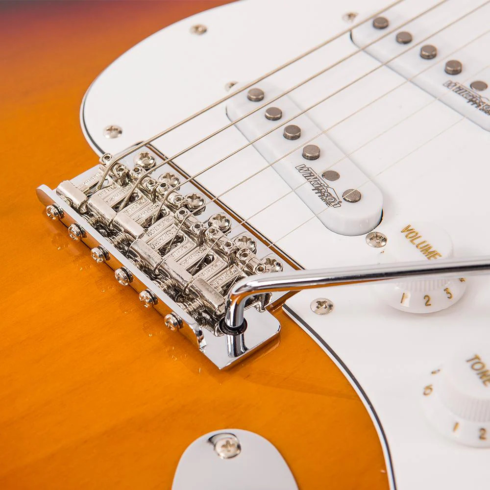 Vintage V6 ReIssued Electric Guitar ~ Sunset Sunburst LV6SSB) | Musician Madness
