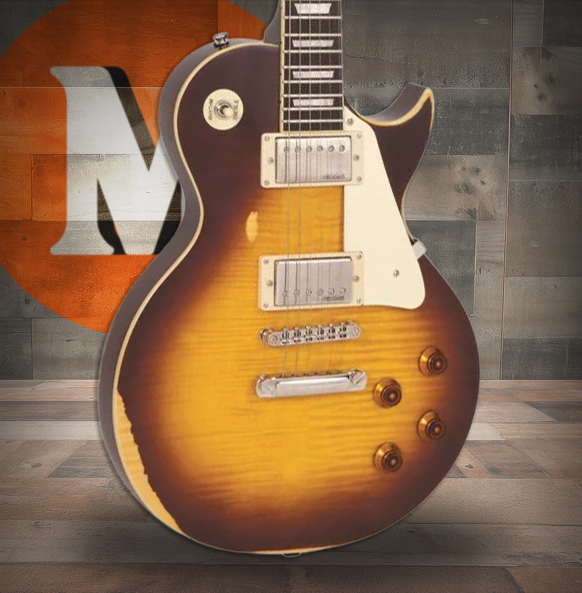 Vintage V100 ICON Electric Guitar ~ Distressed Tobacco Sunburst (V100MRTSB) | Musician Madness