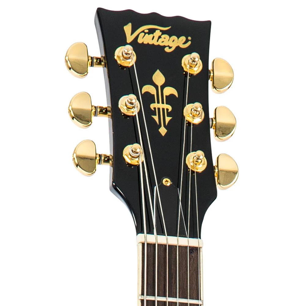 Vintage V100P ReIssued Electric Guitar w/W90 Pickups ~ Boulevard Black (V100PBB)