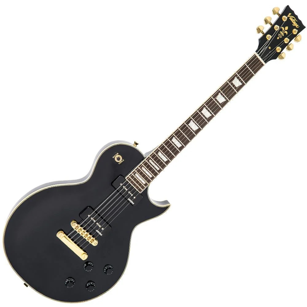 Vintage V100P ReIssued Electric Guitar w/W90 Pickups ~ Boulevard Black (V100PBB) | Musician Madness