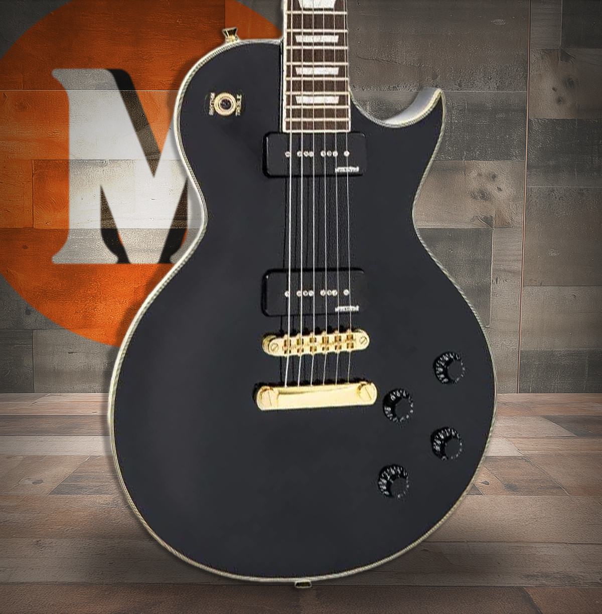 Vintage V100P ReIssued Electric Guitar w/W90 Pickups ~ Boulevard Black (V100PBB) | Musician Madness