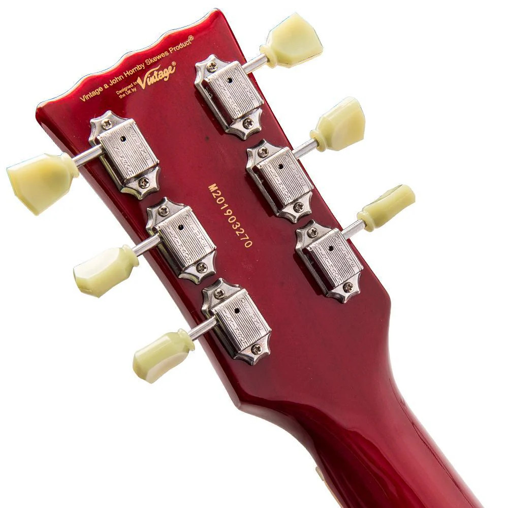 Vintage V100T ReIssued Electric Guitar ~ Flamed Trans Wine Red (V100TWR) | Musician Madness