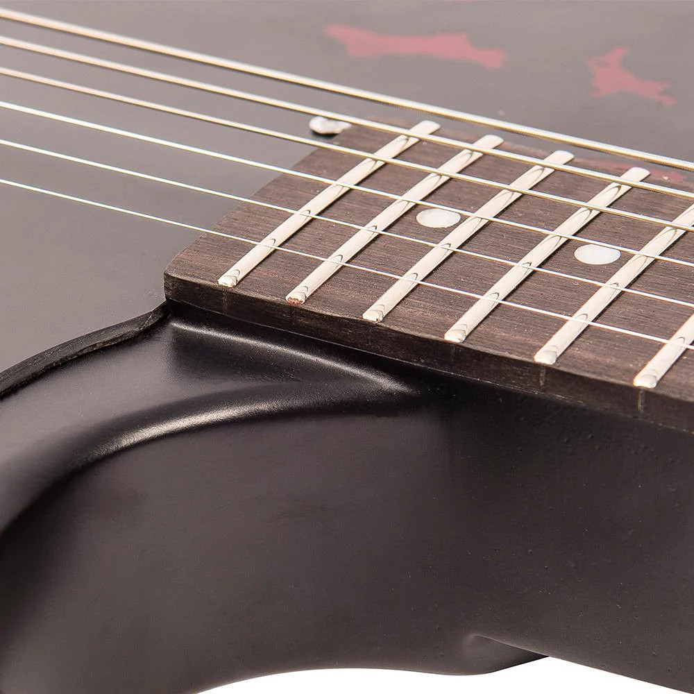 Vintage V120 ICON Electric Guitar ~ Distressed Black Over Cherry Red (V120MRBK)