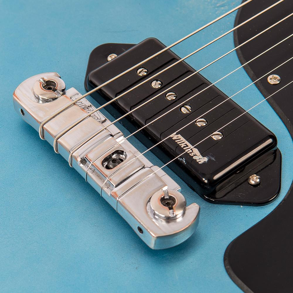 Vintage V120 ICON Electric Guitar ~ Distressed Gun Hill Blue Over Sunburst (V120MRGHB)|Musician Madness