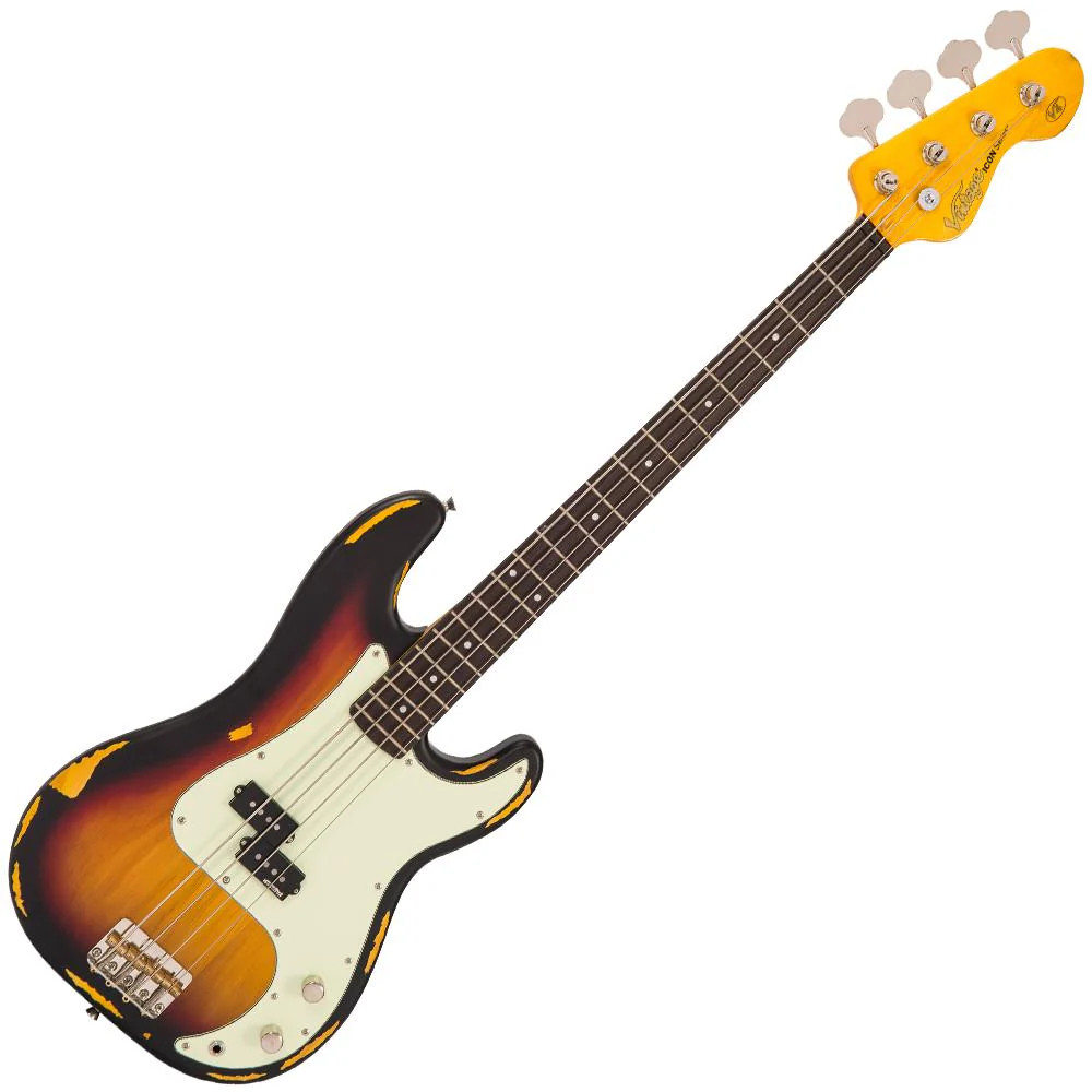 Vintage V4 ICON Bass - Distressed Sunset Sunburst (V4MRSSB) | Musician Madness