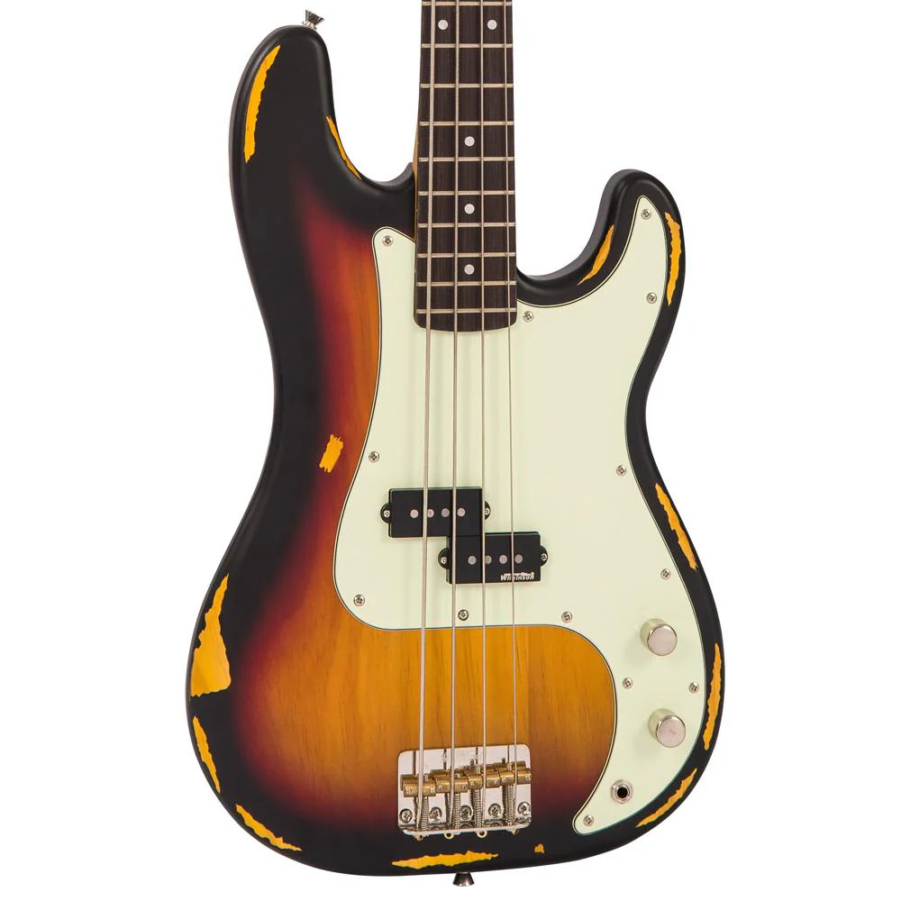 Vintage V4 ICON Bass - Distressed Sunset Sunburst (V4MRSSB) | Musician Madness