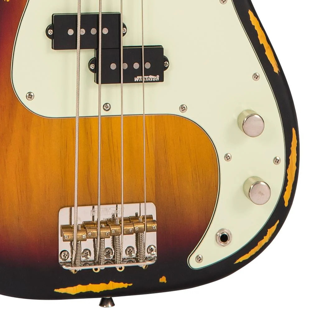 Vintage V4 ICON Bass - Distressed Sunset Sunburst (V4MRSSB) | Musician Madness