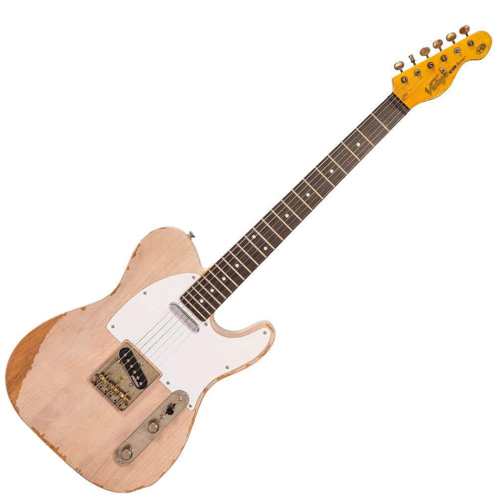 Vintage V62 ICON Electric Guitar - Distressed Ash Blonde (V62MRAB) | Musician Madness