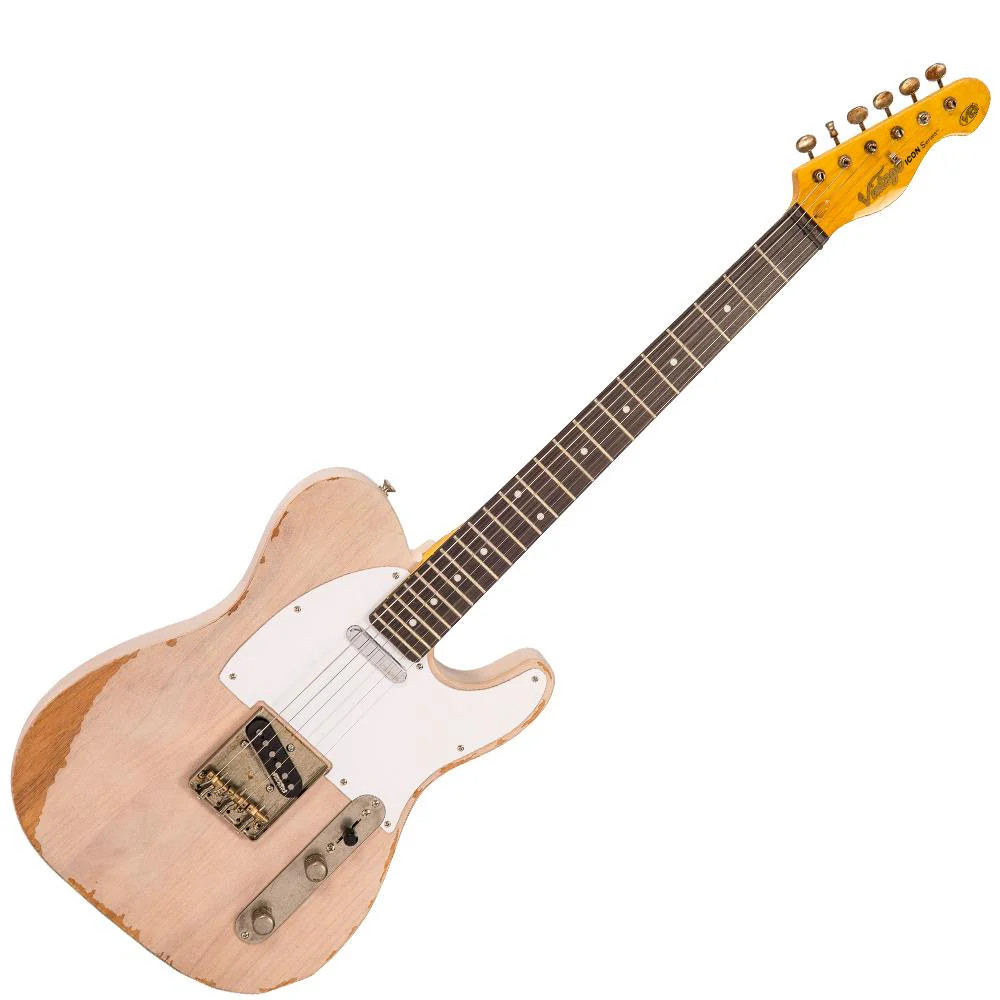 Vintage V62 ICON Electric Guitar - Distressed Ash Blonde (V62MRAB) | Musician Madness
